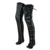 Women's Black Leather Thigh High Side Lace Leggings