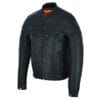 Men's Natural Soft Leather Vented Motorcycle Jacket W/ Thermal Liner