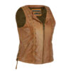 Women's Adjustable Brown Zippered Vest with Lacing Detail