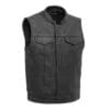 Mens Black Leather SOA Anarchy Outlaw Biker Vest