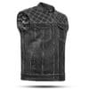 Men's Black Leather Diamond Stitch Motorcycle Vest