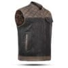 Men's Brown Leather Diamond Stitch Motorcycle Vest