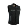 Men's Black Denim Club Vest W/ Leather Accents