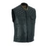 Men's Quilted Honeycomb Stitch Cowhide Leather Biker Vest