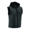 Men's Removable Hood Naked Cowhide Vest w/ Concealed Carry
