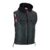 Men's Adjustable Diamond Stitch Hooded Leather Vest
