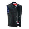 Men's SOA Leather Biker Vest W/ USA Flag Lining