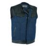 Men’s Leather/Denim Combo Biker Vest Blue