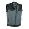 Men’s Perforated Leather/Denim Combo Biker Vest Ash Gray