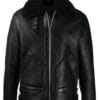 Men's Black Aviator Shearling Leather Jacket