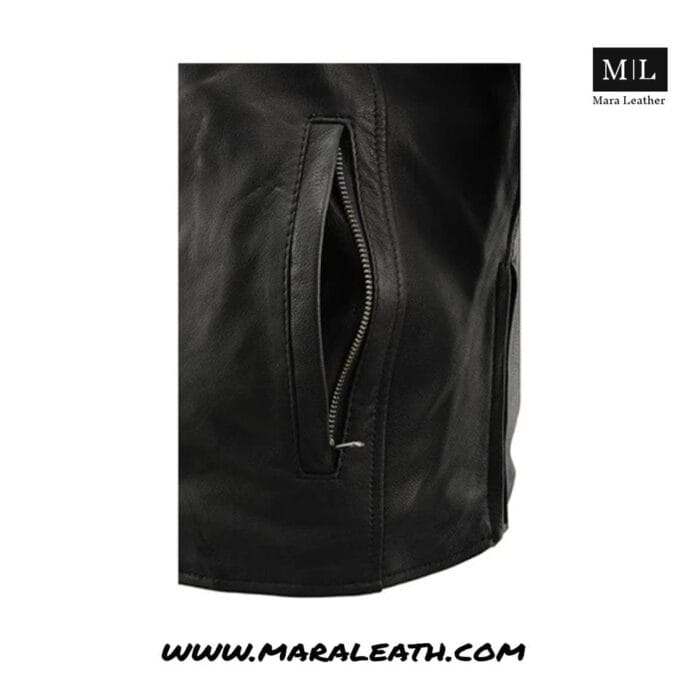 Men's Natural Soft Leather Vented Motorcycle Jacket W/ Thermal Liner - Image 8