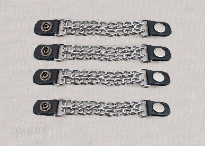 4pcs/set Leather + Stainless Steel Motorcycle Vest Chainmail Extenders Snap (Silver Button) - Image 2