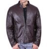 Men's Casual Wear Leather Jacket & Biker Jacket, Shiny Tough Brown & Black
