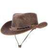 Brown Distressed Leather Vintage Style Cowboy Hat with Braided Hat Band