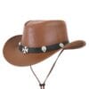 Brown Leather Rodeo Cowboy Hat with Decorative Band