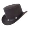 Cowhide Leather Steampunk Top Hat With Buffalo Nickel Band - Brown