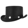 El Dorado Cowhide Leather Black Steampunk Top Hat With Buffalo Nickel Band