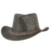 Brown Distressed Leather Western Style Cowboy Outback Hat