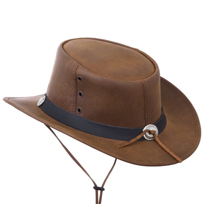Brown Leather Western Cowboy Hat with Buffalo Nickel Hat Band - Image 3