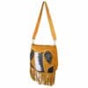 Native American Suede Fringed Handbag Yellow Suede Shoulder Bag
