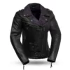 Womens Black Leather Classic Biker Jacket