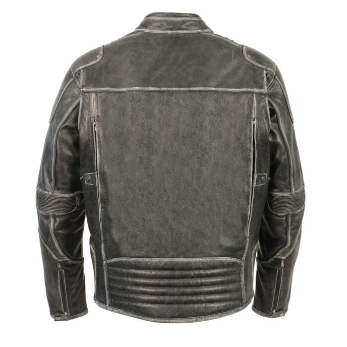 Men's Triple Vent Vintage Black Distressed Leather Jacket - Image 3