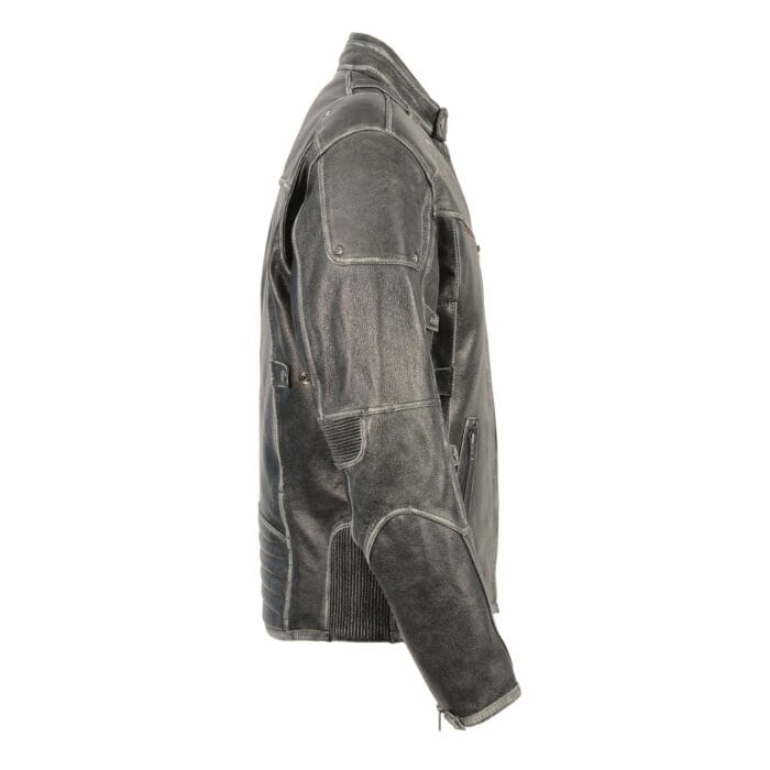 Men's Triple Vent Vintage Black Distressed Leather Jacket - Image 2