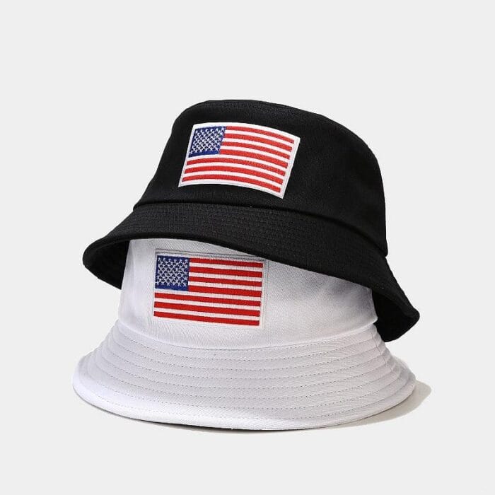 American Flag Patch USA Embroidered Soft Cotton Bucket Hat For Summers - Image 2