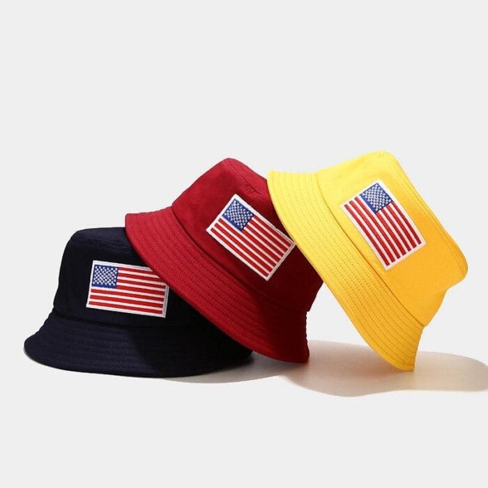 American Flag Patch USA Embroidered Soft Cotton Bucket Hat For Summers - Image 4