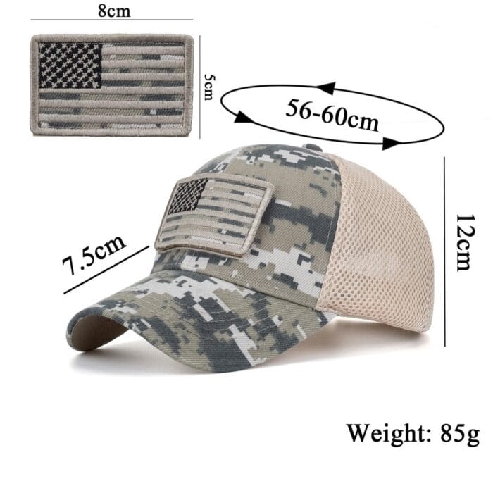 USA Flag Patch Hat Velcro Tactical Camouflage Baseball Cap - Image 3