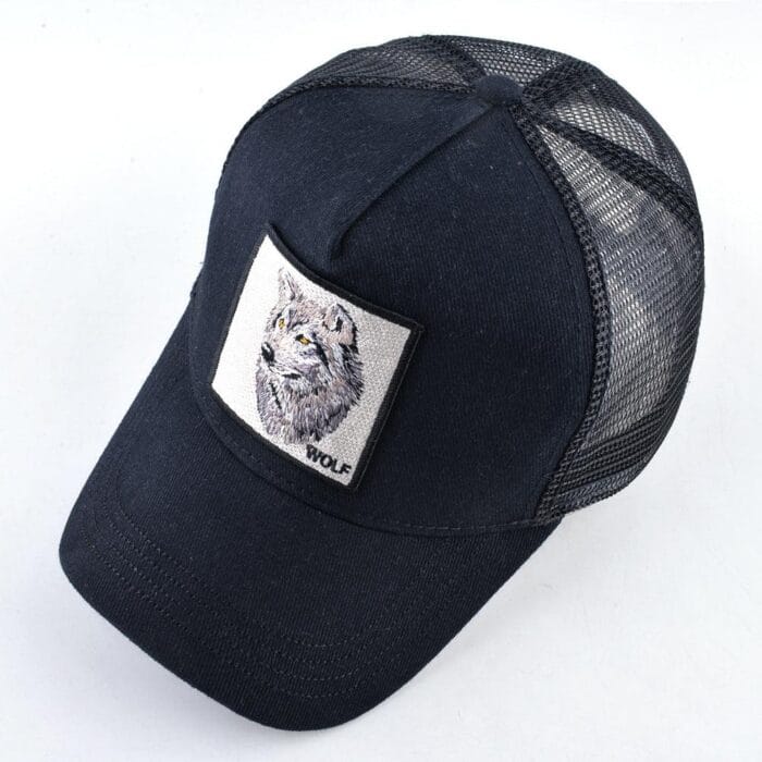 Wolf Square Patch Unisex Trucker Mesh Hat Baseball Cap - Image 4