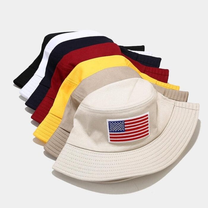American Flag Patch USA Embroidered Soft Cotton Bucket Hat For Summers - Image 5