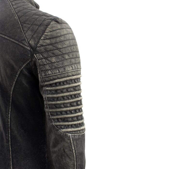 Men's Distressed Brown Leather Café Racer Jacket - Image 7