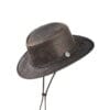 Distressed Brown Vintage Leather Hat W/Adjustable Chinstrap