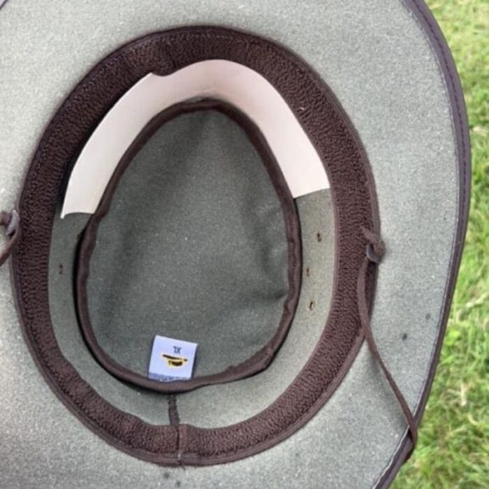 Olive Western Denim Cowboy Hat With Braided Leather Hat Band - Image 5