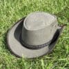 Olive Western Denim Cowboy Hat With Braided Leather Hat Band