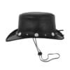 Western Style Black Genuine Leather Steampunk Top Hat