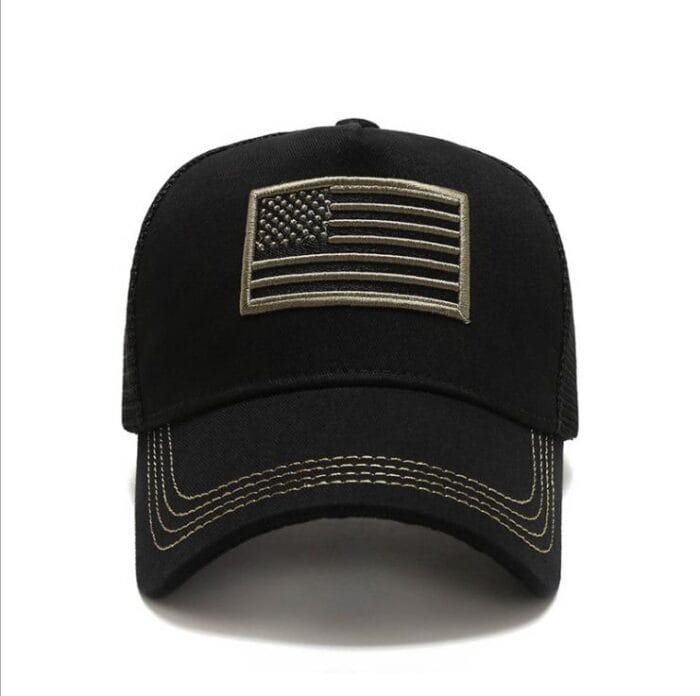 USA Flag Black Mesh Tactical Style Baseball Caps - Image 3