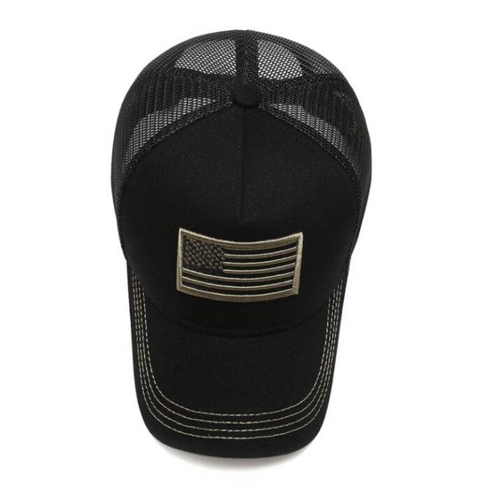 USA Flag Black Mesh Tactical Style Baseball Caps - Image 2