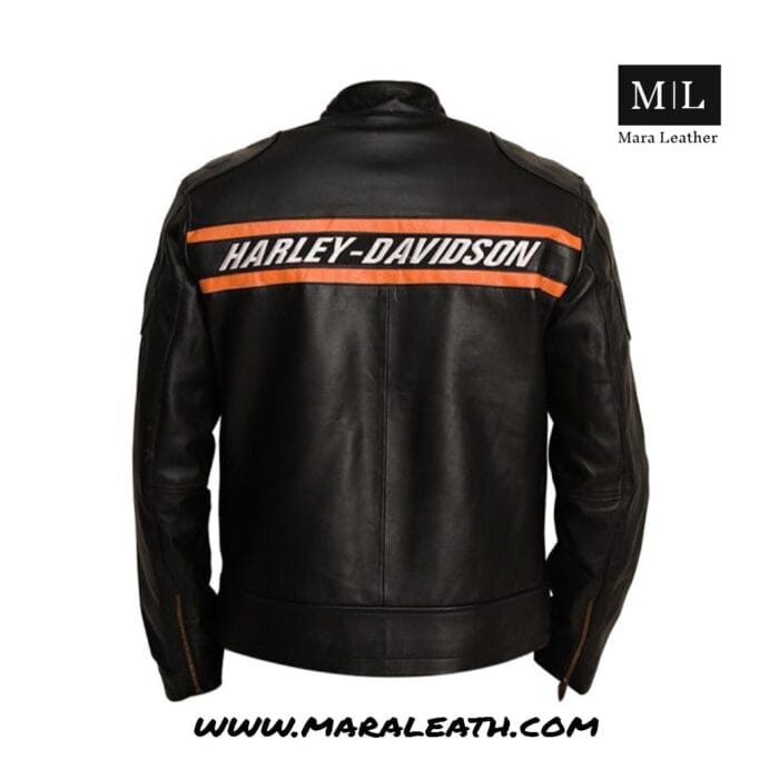 Men's Harley-Davidson Motorcycle Biker Leather Jacket Stand Collar Long Sleeve Zipper Slim Fit - Image 2