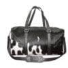 Natural Black and White Cowhide Print Genuine Leather Duffel Bag