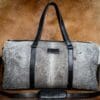 Gray Fur Cowhide Print Genuine Leather Duffel Bag