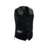 Black Denim Adjustable  Motorcycle Vest W/Leather Accents