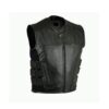 Men's Tactical SWAT Style Black Leather Biker Vest
