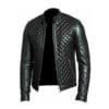 Mens Leather Jacket Bomber Full Quilted Biker Jacket Real Sheepskin