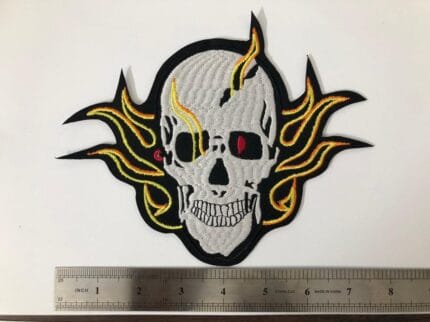 Fire Skull Biker Vest Patch Large Size