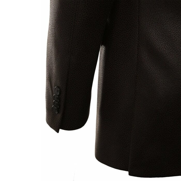 Men's Classic Genuine Leather Blazer Coat Jacket - BLACK - Image 3