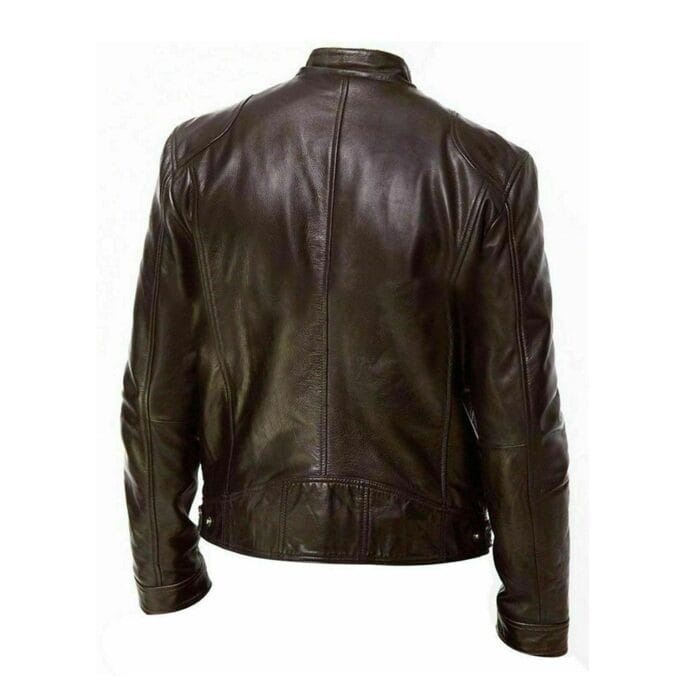 Men's Genuine Leather Brown Casual Jacket - Image 2