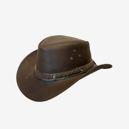 Genuine Leather Brown Braided Cowboy Hat
