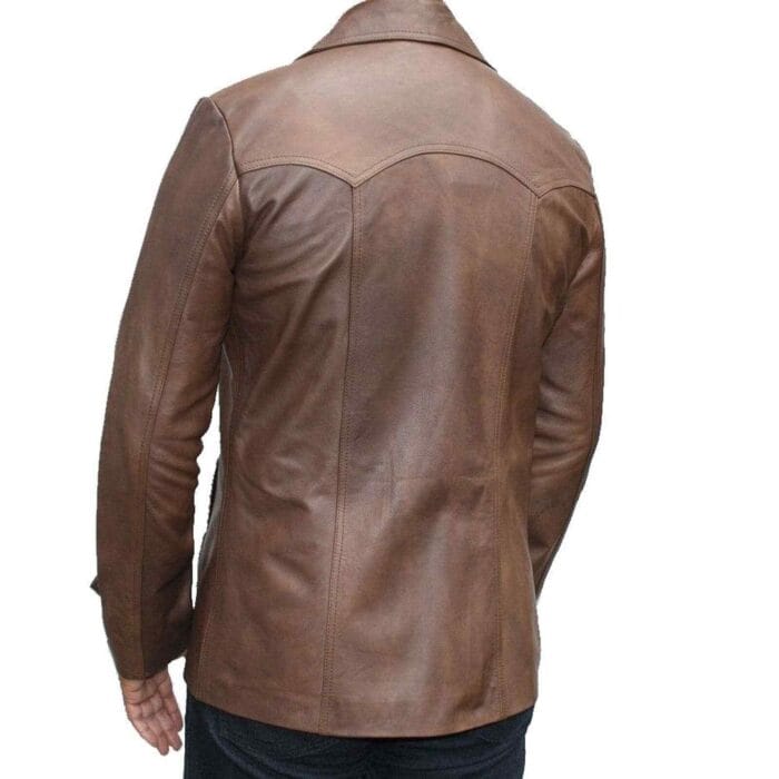 Men's Brown Classic Lapel Blazer Coat Jacket - Image 2